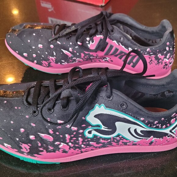 NIB Puma Crossfox XCS women's black florescent pink running shoes - Picture 1 of 8